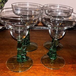 Vintage Green Cactus “Cristal d’ Arques Siesta Man” Margarita Glasses (4)